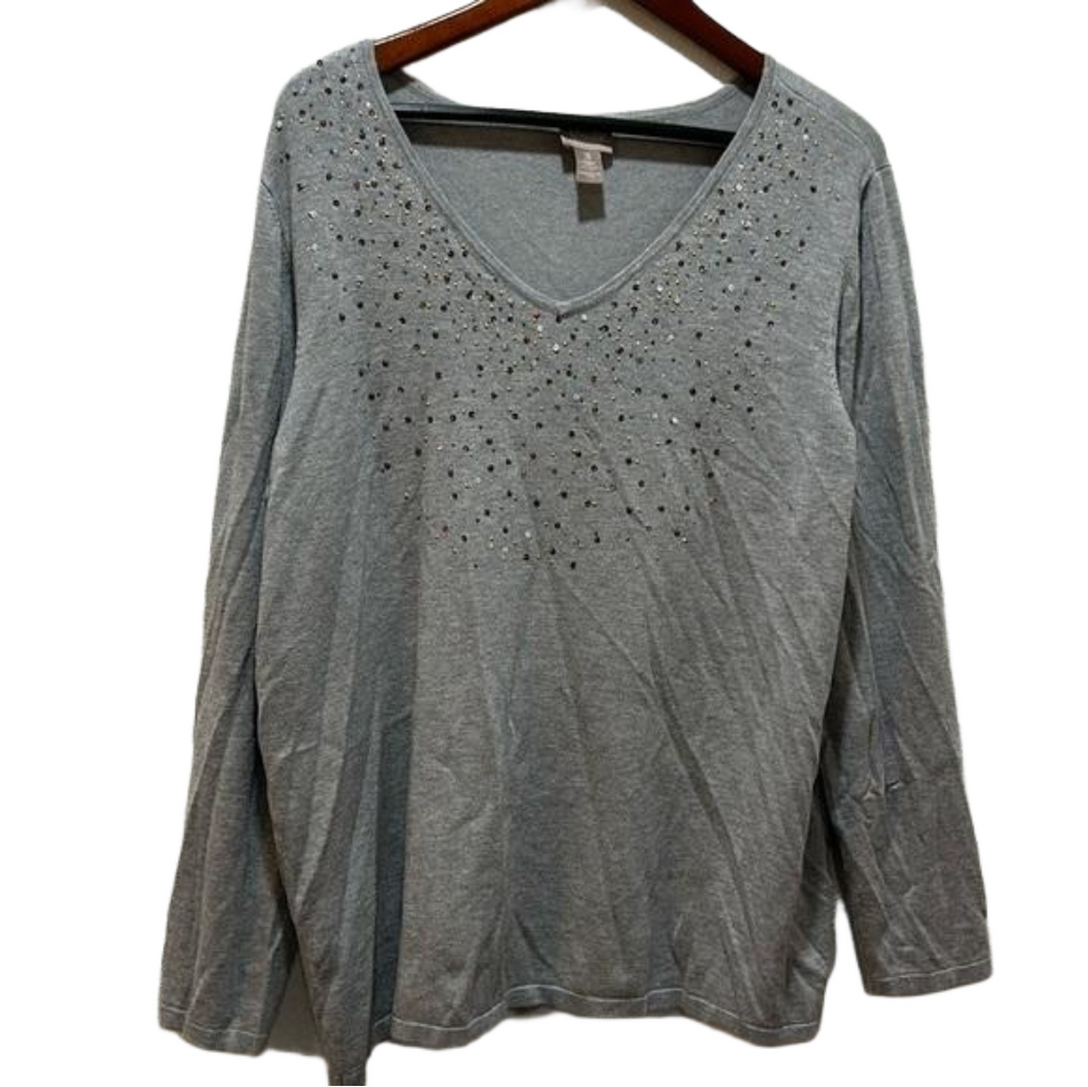 Chicos gray long sleeve sweater GUC size 3
